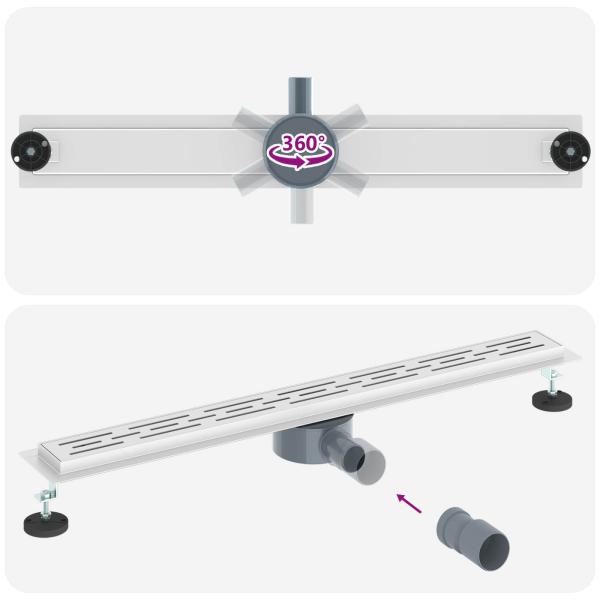 Duschabfluss mit Glashülle und 360° Siphon Silber 80 cm