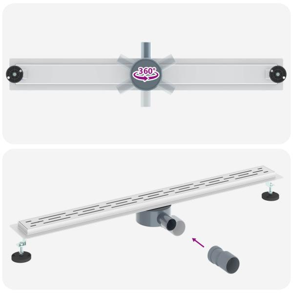 Duschabfluss mit Glashülle und 360° Siphon Silber 90 cm