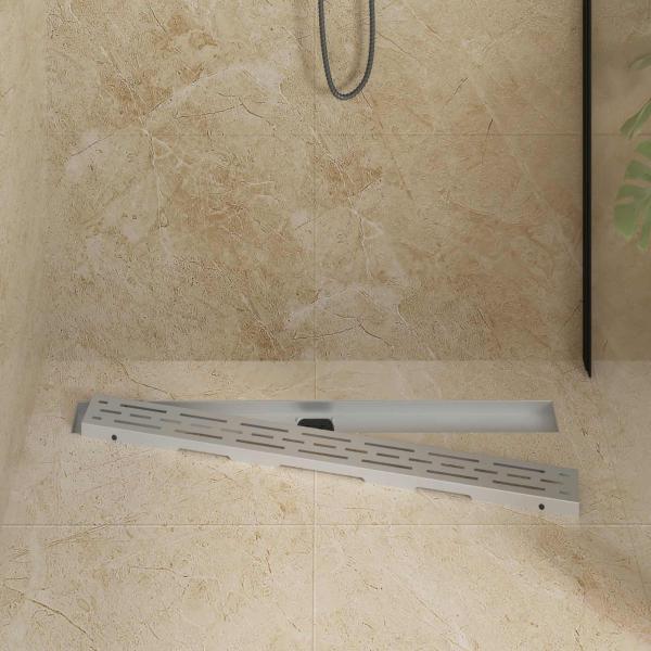 Duschabfluss mit Glashülle und 360° Siphon Silber 90 cm