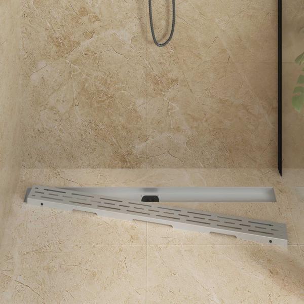 Duschabfluss mit Glashülle und 360° Siphon Silber 100 cm