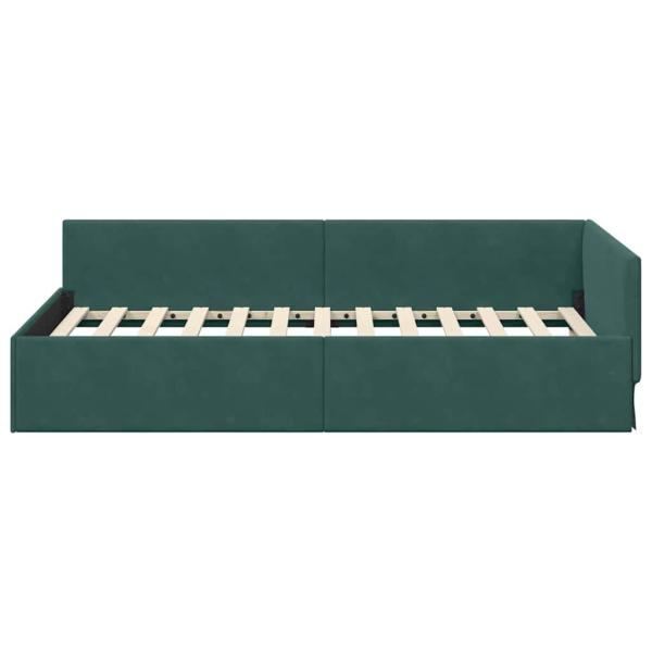 Eckbettgestell mit Kopfteil Dunkelgrün 80 cm x 200 cm Samt