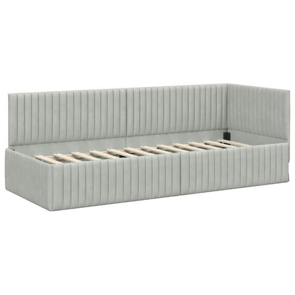 Eckbettgestell Hellgrau 80 x 200 cm Samt
