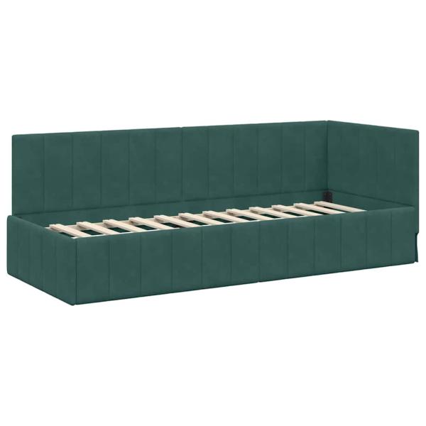 Eckbettgestell mit Kopfteil Dunkelgrün 80 cm x 200 cm Samt