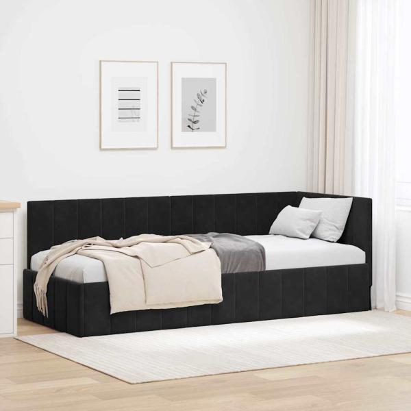 ARDEBO.de - Eckbettgestell Schwarz 80 x 200 cm Samt