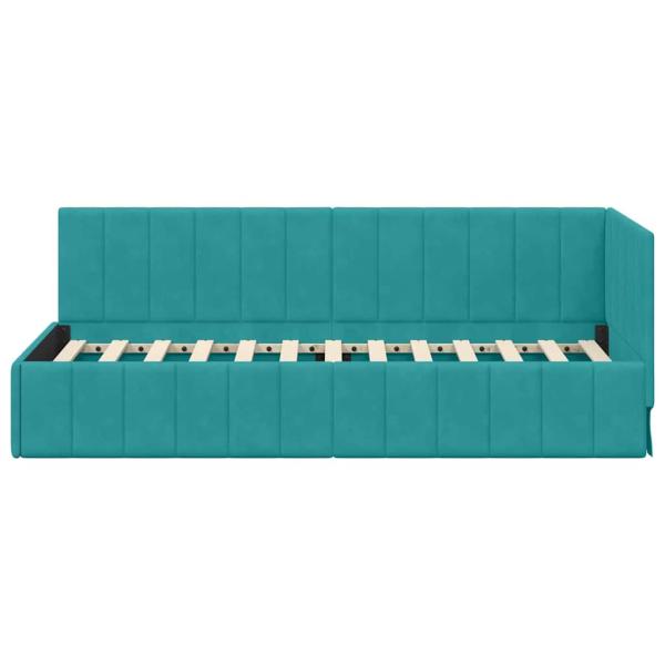 Eckbettgestell mit Kopfteil Türkis 80 cm x 200 cm Samt