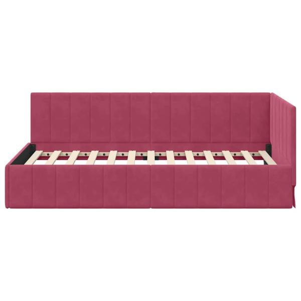 Eckbettgestell mit Kopfteil Weinrot 100 cm x 200 cm Samt