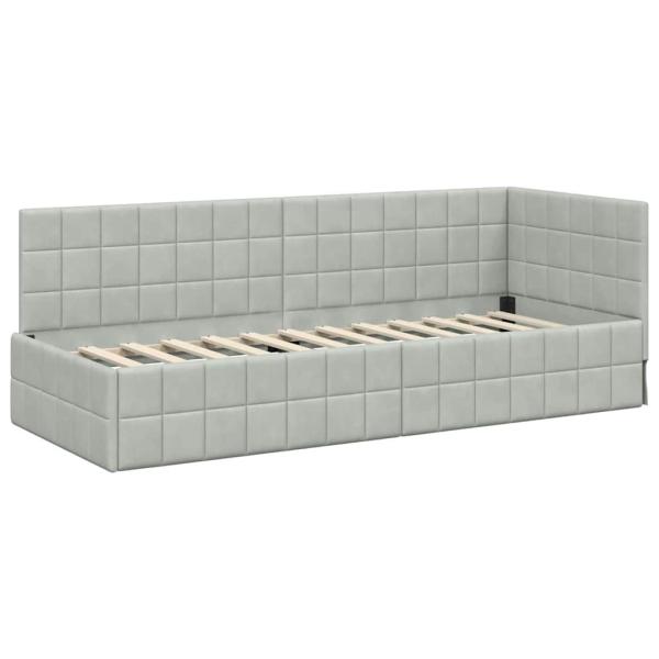 Eckbettgestell mit Kopfteil Hellgrau 80 cm x 200 cm Samt