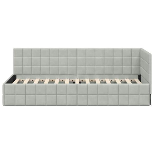 Eckbettgestell mit Kopfteil Hellgrau 80 cm x 200 cm Samt