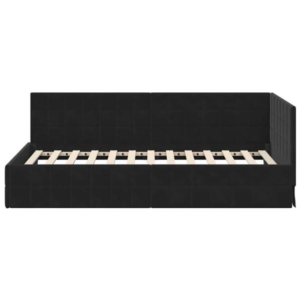 Eckbettgestell mit Kopfteil Schwarz 90 cm x 200 cm Samt