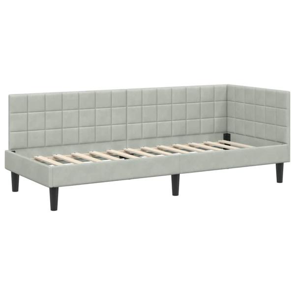 Eckbettgestell mit Kopfteil Hellgrau 80 cm x 200 cm Samt