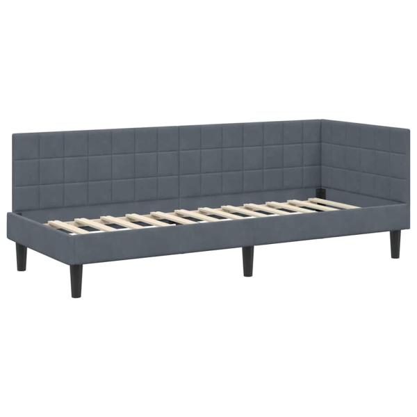 Eckbettgestell mit Kopfteil Dunkelgrau 80 cm x 200 cm Samt