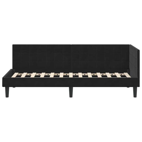 Eckbettgestell mit Kopfteil Schwarz 80 cm x 200 cm Samt