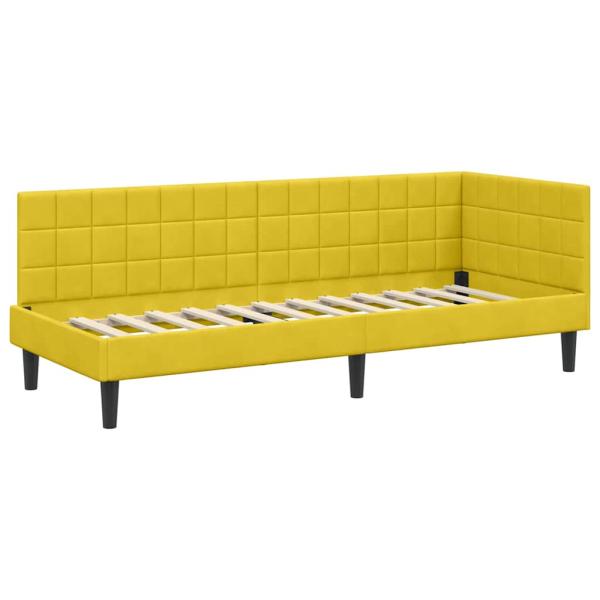 Eckbettgestell mit Kopfteil Gelb 80 cm x 200 cm Samt