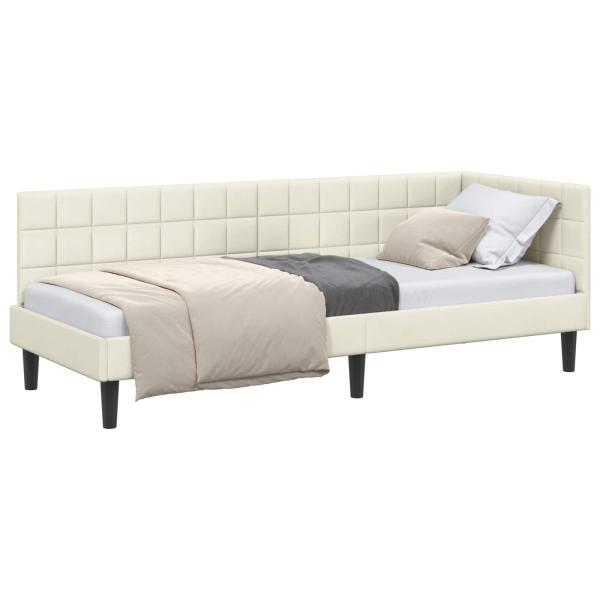 Eckbettgestell Creme 80 x 200 cm Samt