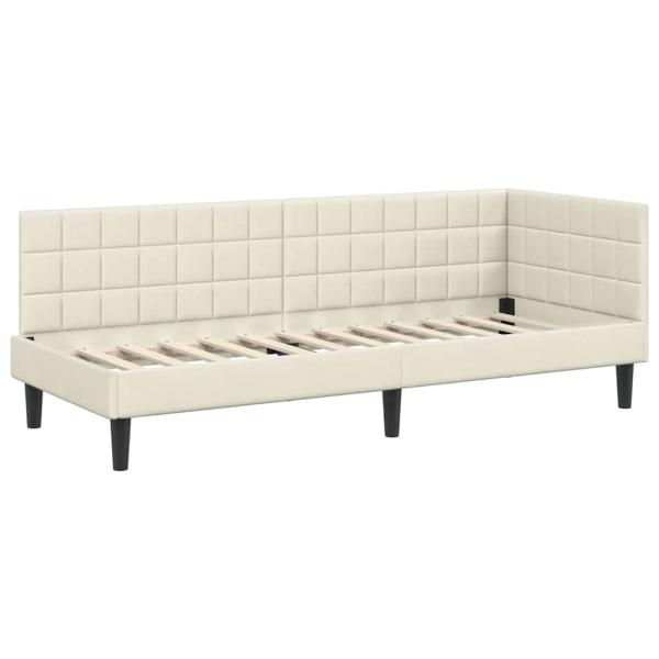 Eckbettgestell Creme 80 x 200 cm Samt