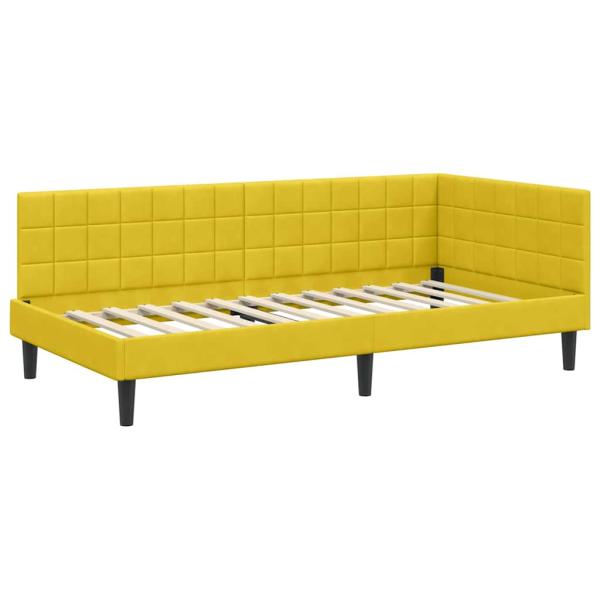 Eckbettgestell mit Kopfteil Gelb 90 cm x 190 cm Samt