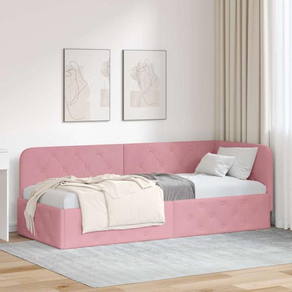 ARDEBO.de - Eckbettgestell Rosa 80 x 200 cm Samt
