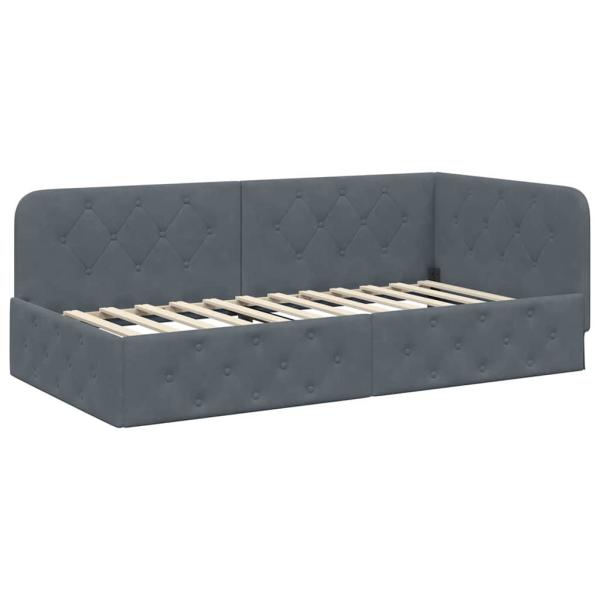 Eckbettgestell Dunkelgrau 90 x 190 cm Samt
