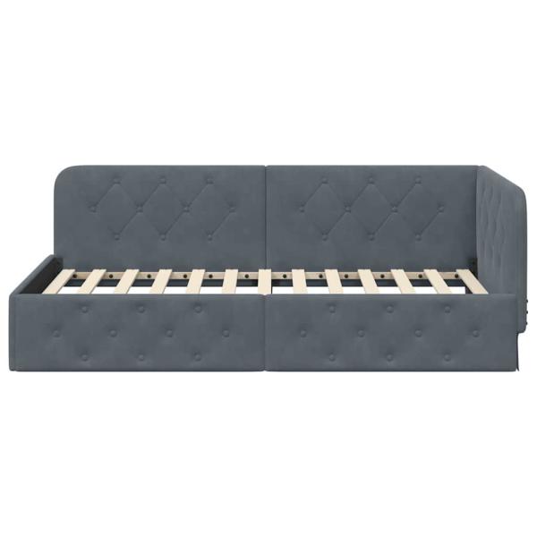 Eckbettgestell Dunkelgrau 90 x 190 cm Samt