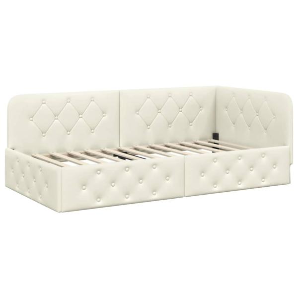 Eckbettgestell Creme 90 x 190 cm Samt