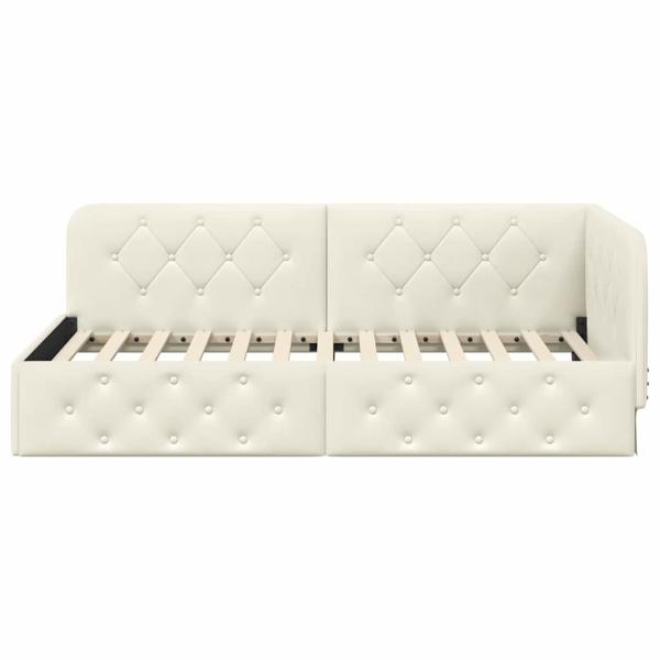 Eckbettgestell Creme 90 x 190 cm Samt
