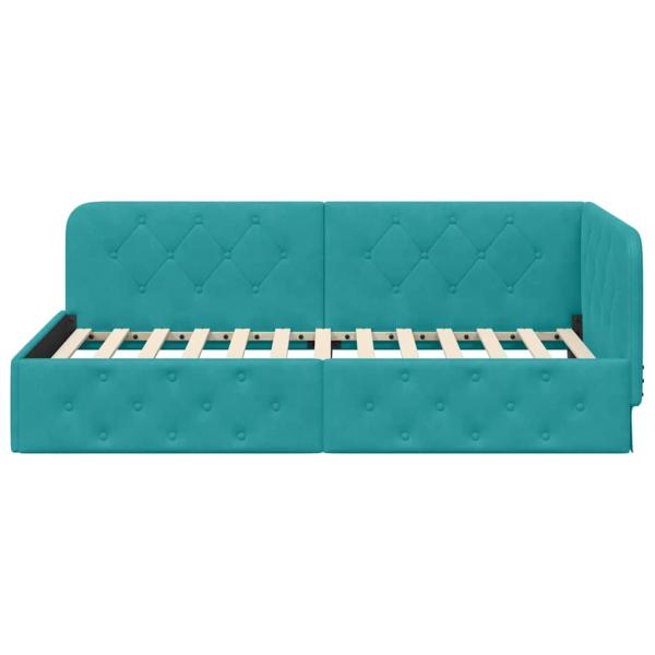 Eckbettgestell Türkis 90 x 200 cm Samt