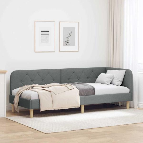 ARDEBO.de - Eckbettgestell Dunkelgrau 80 x 200 cm Stoff