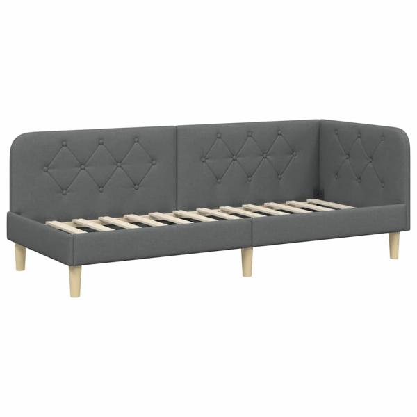 Eckbettgestell Dunkelgrau 80 x 200 cm Stoff