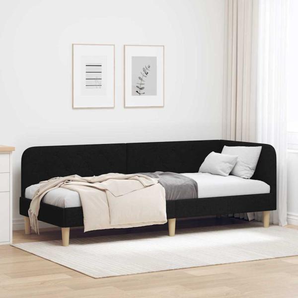 ARDEBO.de - Eckbettgestell Schwarz 80 x 200 cm Stoff
