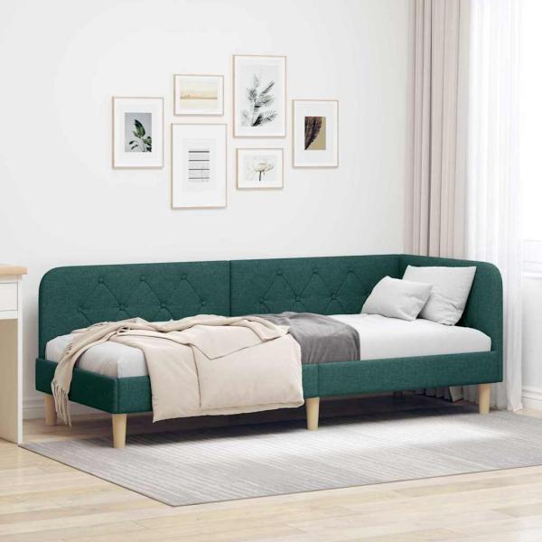 ARDEBO.de - Eckbettgestell Dunkelgrün 80 x 200 cm Stoff