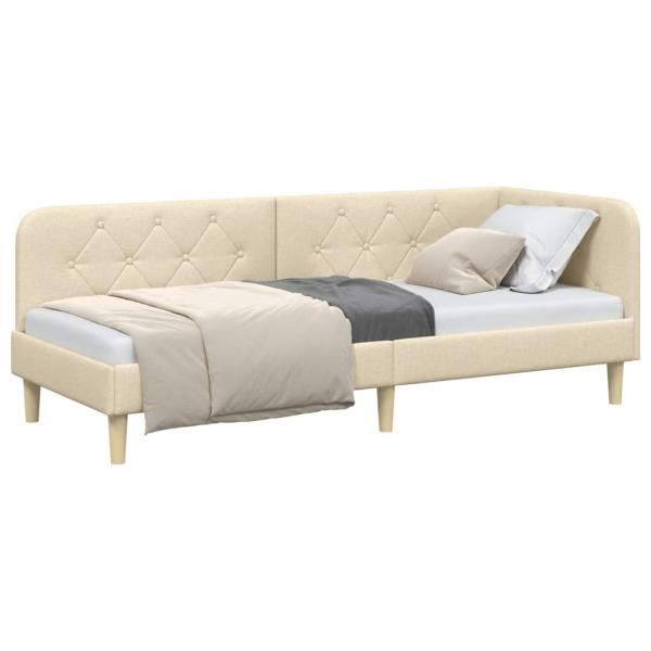 Eckbettgestell Creme 80 x 200 cm Stoff