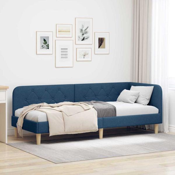 ARDEBO.de - Eckbettgestell Blau 80 x 200 cm Stoff