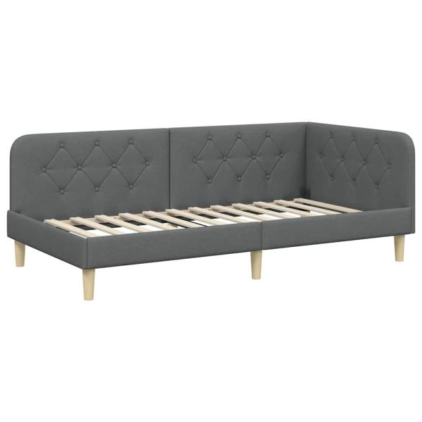 Eckbettgestell Dunkelgrau 90 x 190 cm Stoff