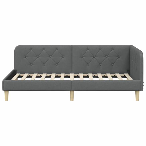 Eckbettgestell Dunkelgrau 90 x 190 cm Stoff