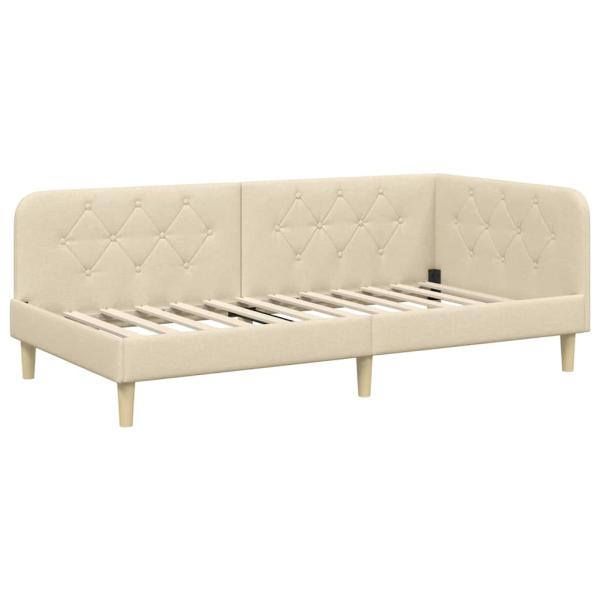 Eckbettgestell Creme 90 x 190 cm Stoff