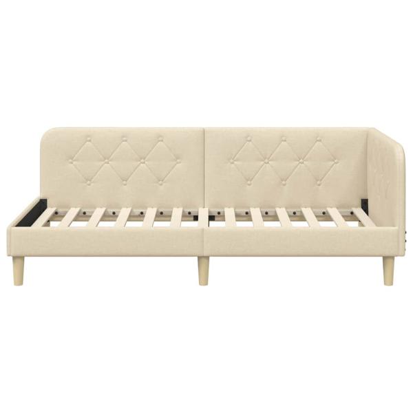 Eckbettgestell Creme 90 x 190 cm Stoff