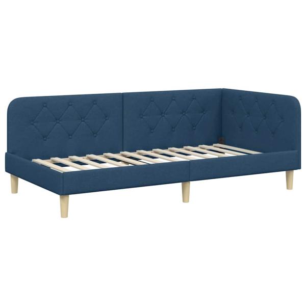 Eckbettgestell Blau 90 x 190 cm Stoff