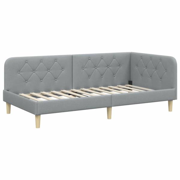 Eckbettgestell Hellgrau 90 x 200 cm Stoff