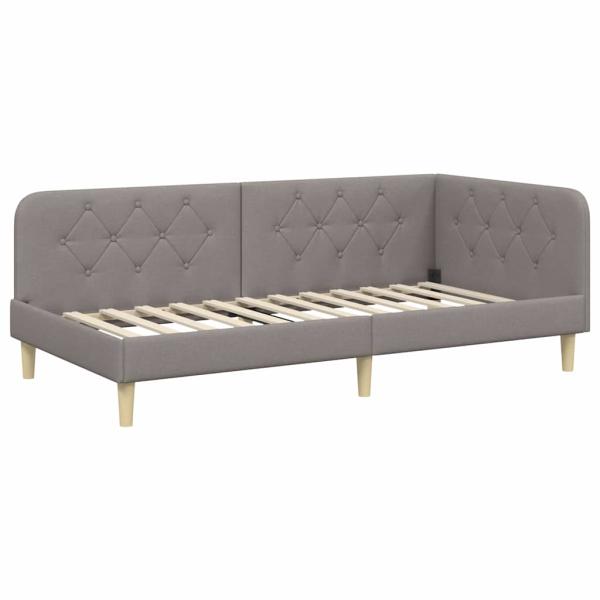 Eckbettgestell Taupe 100 x 200 cm Stoff