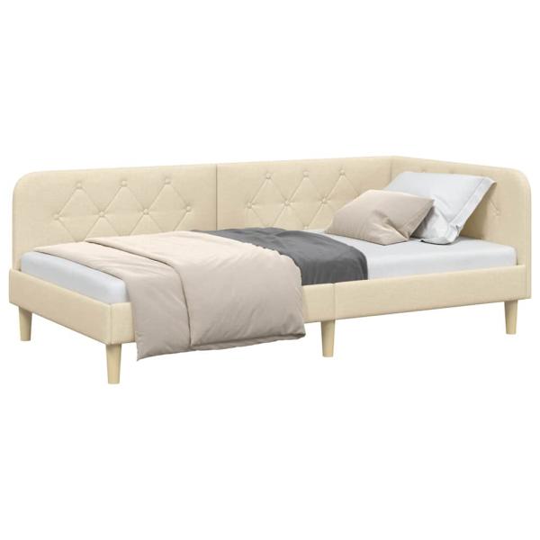 Eckbettgestell Creme 100 x 200 cm Stoff