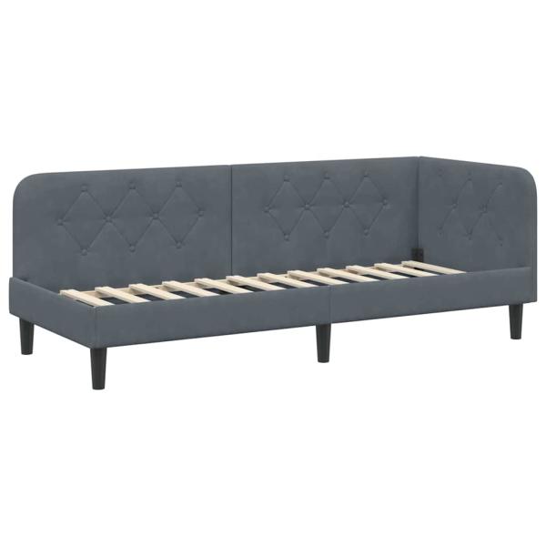 Eckbettgestell Dunkelgrau 80 x 200 cm Samt