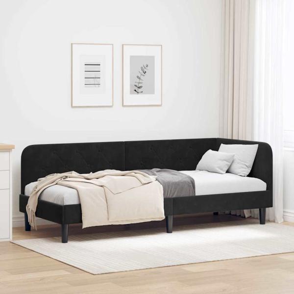 ARDEBO.de - Eckbettgestell Schwarz 80 x 200 cm Samt