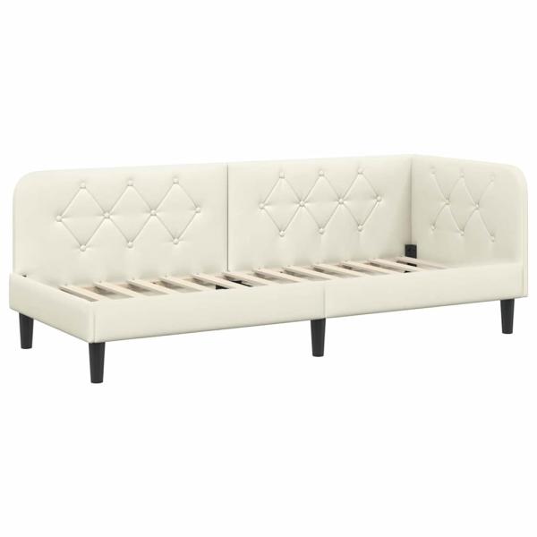 Eckbettgestell Creme 80 x 200 cm Samt