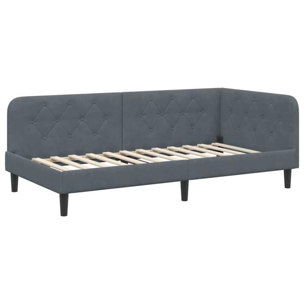 Eckbettgestell Dunkelgrau 90 x 190 cm Samt