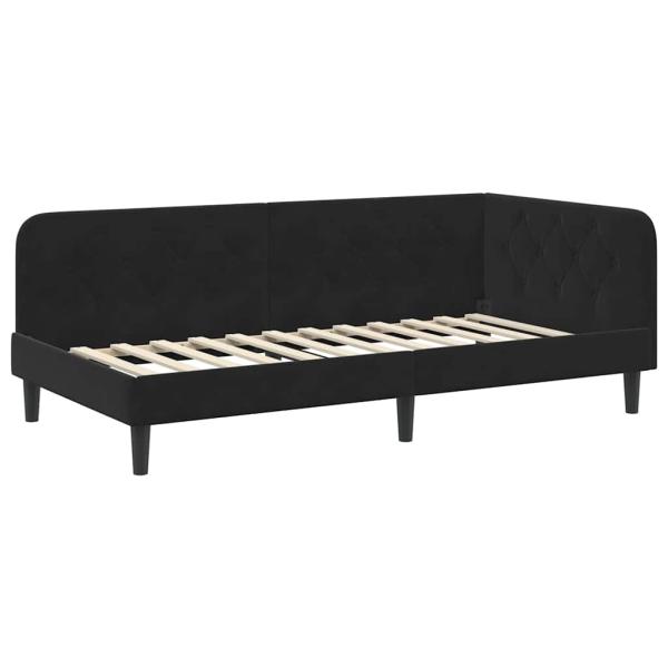 Eckbettgestell Schwarz 90 x 190 cm Samt