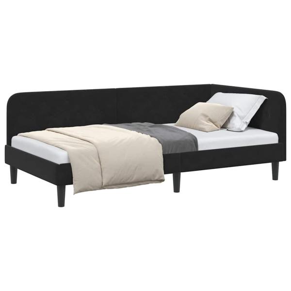 Eckbettgestell Schwarz 90 x 190 cm Samt