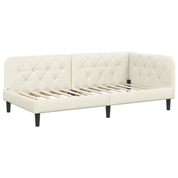 Eckbettgestell Creme 90 x 190 cm Samt