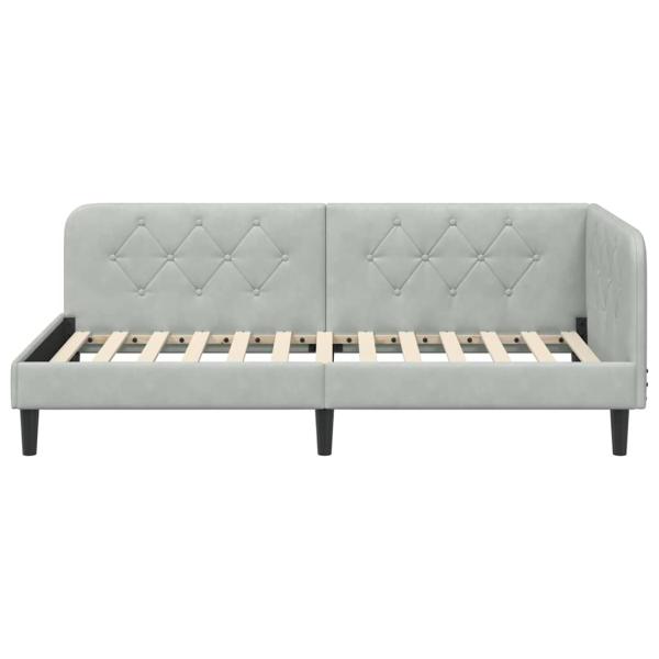 Eckbettgestell Hellgrau 90 x 200 cm Samt
