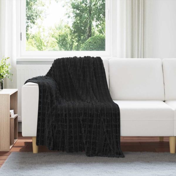 ARDEBO.de - Wohndecke Schwarz 95 x 220 cm 0,5 kg Fleece