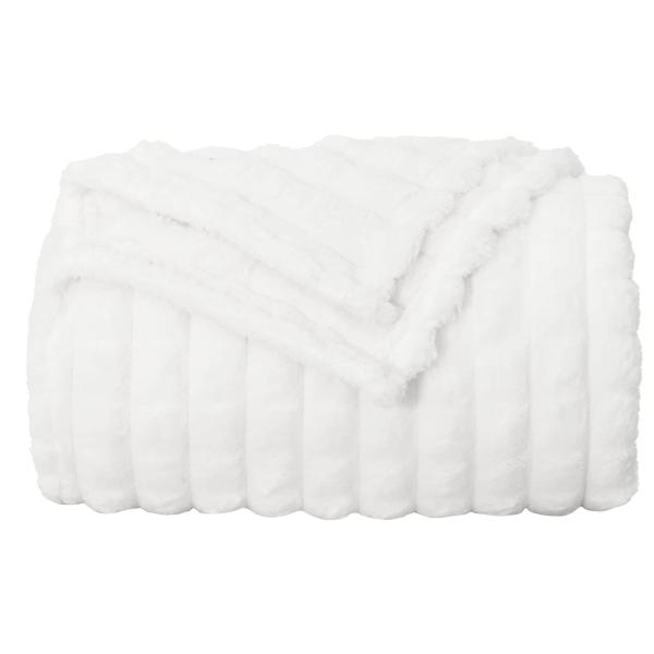 Überwurfdecke Weiß 150 x 130 cm Fleece
